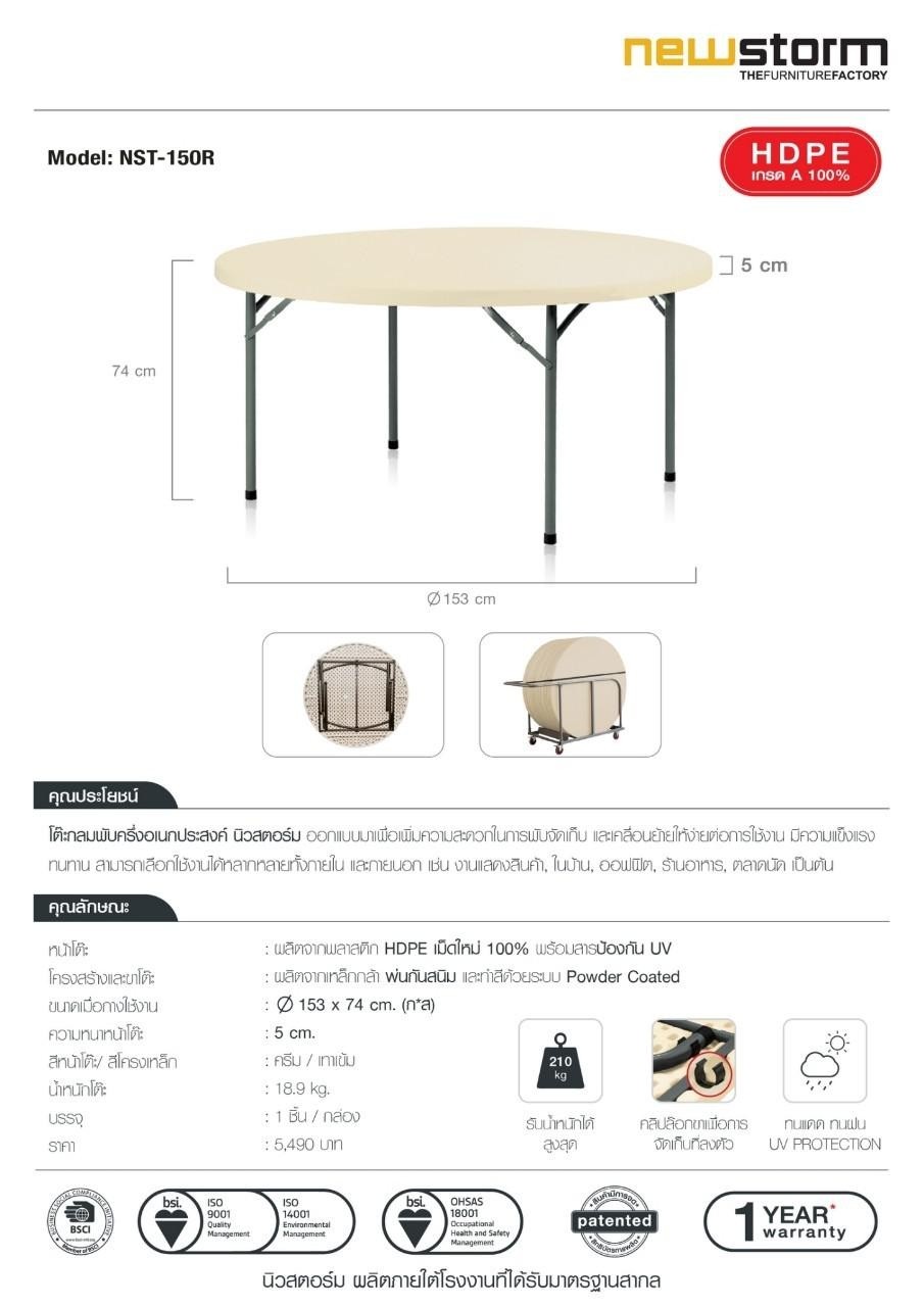 โตะกลมพับ ขนาด 152 x 74 cm. โตะกลมพับ ขนาด 152 x 74 cm.