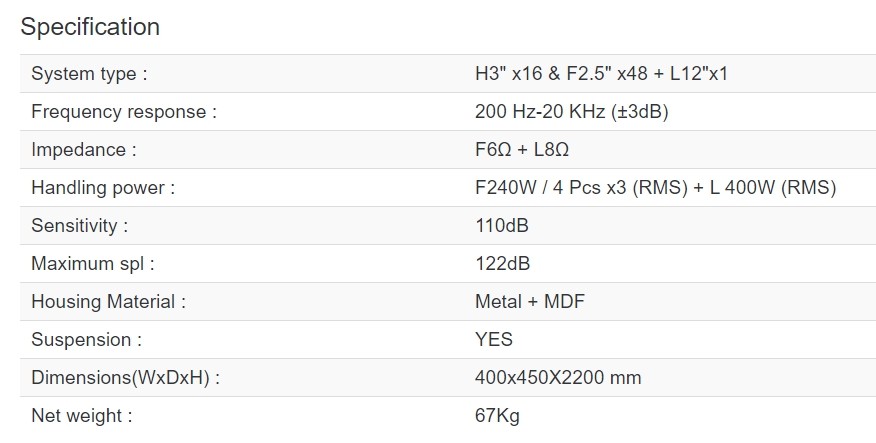 ลำโพง JINGLE G12MA40-16x (Linear array speaker system) ลำโพง JINGLE G12MA40-16x (Linear array speaker system)