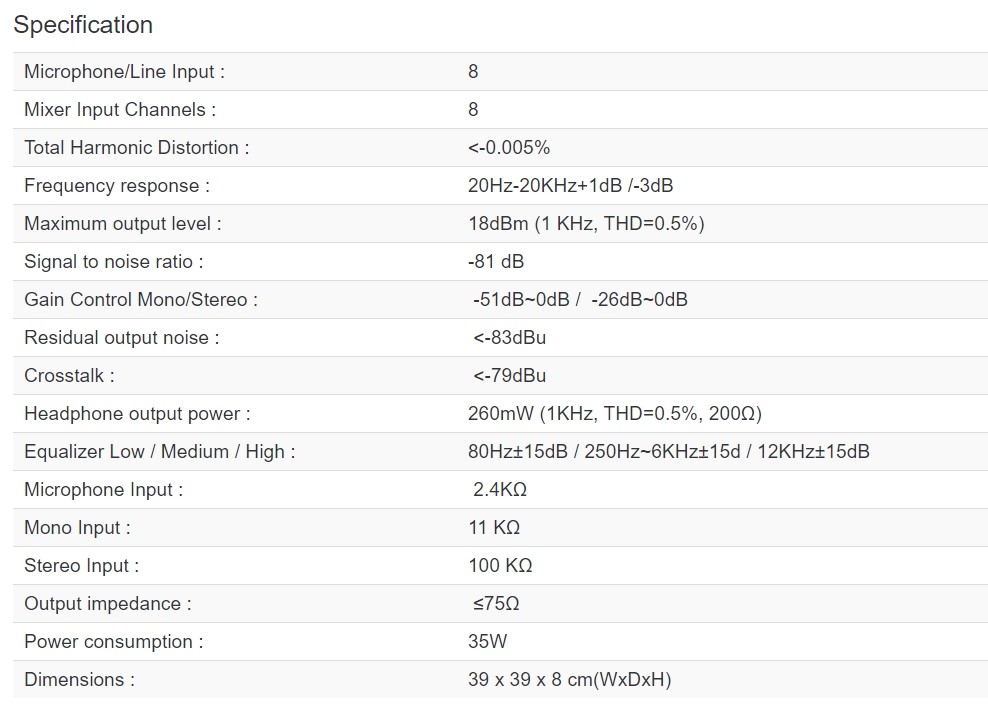 มิกเซอร์ JINGLE MD8 (Sound Mixer)